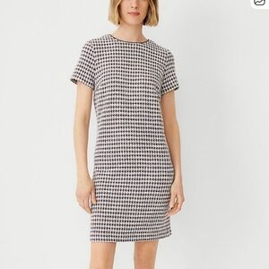Ann Taylor Houndstooth Tweed Shift Dress